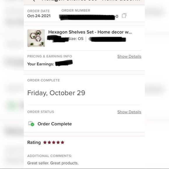 Hexagon Shelves Set - Home decor wall hanging shelves - Picture 9 of 9